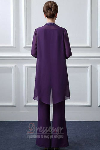 Μακρύ Μανίκι Σιφόν Ντραπέ Μέχρι τον αστράγαλο Παντελόνι κοστούμι φόρεμα - Σελίδα 3