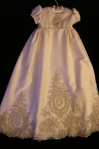 Επίσημη Κόσμημα Δαντέλα Μικρό πουφ μανίκια Φόρεμα Βάπτισης - Σελίδα 1