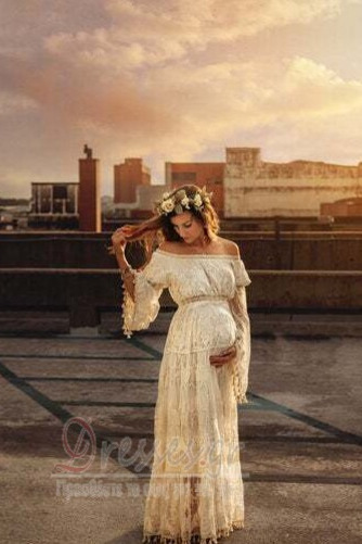 Νυφικά Μακρύ Μανίκι Εγκυμοσύνη Μήκος πατωμάτων Μέση αυτοκρατορία - Σελίδα 1