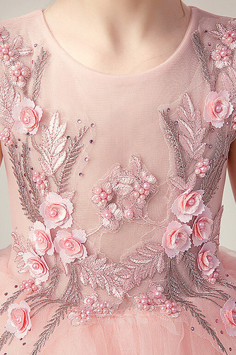 Φυσικό Τούλι Τονισμένα ροζέτα Φερμουάρ επάνω Λουλούδι κορίτσι φορέματα - Σελίδα 5