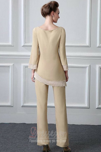 Μακρύ Μανίκι Φυσικό Χάντρες Σιφόν Ρετρό Κοντομάνικο Παντελόνι κοστούμι φόρεμα - Σελίδα 2