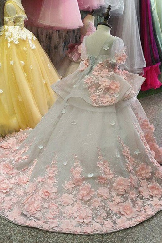 Λουλούδι κορίτσι φορέματα Τονισμένα ροζέτα Κοντομάνικο Φυσικό Λουλούδι Χάνει - Σελίδα 3