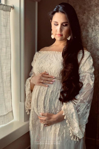 Νυφικά Μακρύ Μανίκι Εγκυμοσύνη Μήκος πατωμάτων Μέση αυτοκρατορία - Σελίδα 5