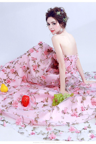 Βραδινά φορέματα Στράπλες Καλοκαίρι Γραμμή Α Αμάνικο Χάνει Τονισμένα ροζέτα - Σελίδα 5
