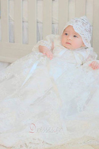 Κοντομάνικο Τονισμένα τόξο Φυσικό Τούλι Πριγκίπισσα Φόρεμα Βάπτισης - Σελίδα 3