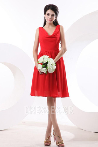 Λαιμόκοψη V Κόκκινο Φυσικό Μέχρι το Γόνατο Παράνυμφος φορέματα - Σελίδα 1