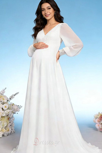 Νυφικά Άνοιξη Παραλία Ντραπέ Μέση αυτοκρατορία Σιφόν Μακρύ - Σελίδα 3