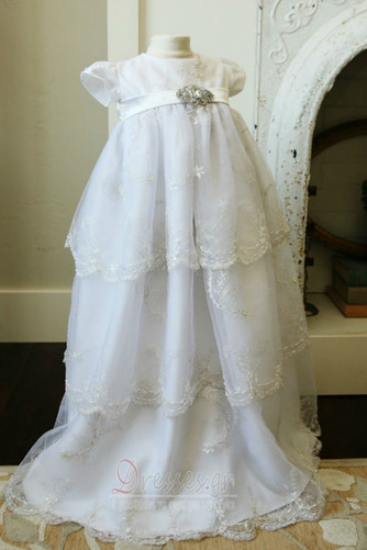 Υψηλή καλύπτονται Μακρύ Δαντέλα Κοντομάνικο Φόρεμα Βάπτισης - Σελίδα 3