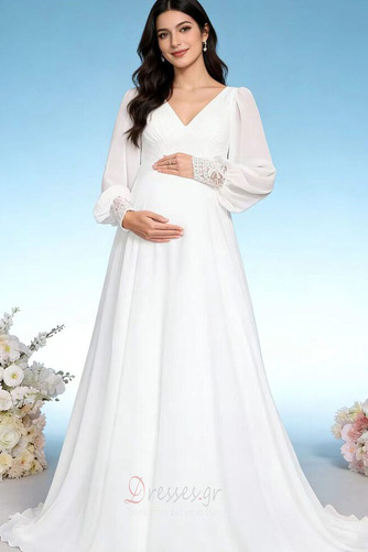 Νυφικά Άνοιξη Παραλία Ντραπέ Μέση αυτοκρατορία Σιφόν Μακρύ - Σελίδα 2