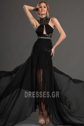 Μαύρο Κλειδαρότρυπα ντεκολτέ Σιφόν Χαμηλή Μέση Μπάλα φορέματα - Σελίδα 2