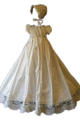 Σατέν Φυσικό Κόσμημα Κοντομάνικο Δαντέλα Φόρεμα Βάπτισης - Σελίδα 2