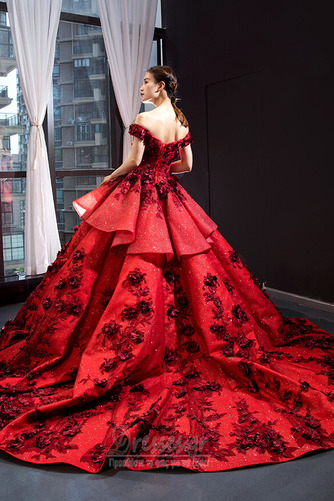Μπάλα φορέματα Έτος 2019 Δαντέλα-επάνω Γραμμή Α Φυσικό Σατέν Τονισμένα ροζέτα - Σελίδα 2