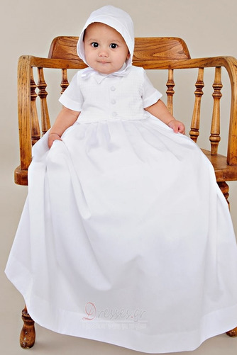 Σατέν Επίσημη Κοντομάνικο Υψηλός λαιμός Μακρά Φόρεμα Βάπτισης - Σελίδα 1
