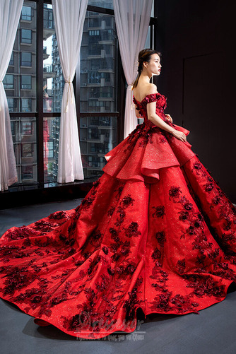 Μπάλα φορέματα Έτος 2019 Δαντέλα-επάνω Γραμμή Α Φυσικό Σατέν Τονισμένα ροζέτα - Σελίδα 5