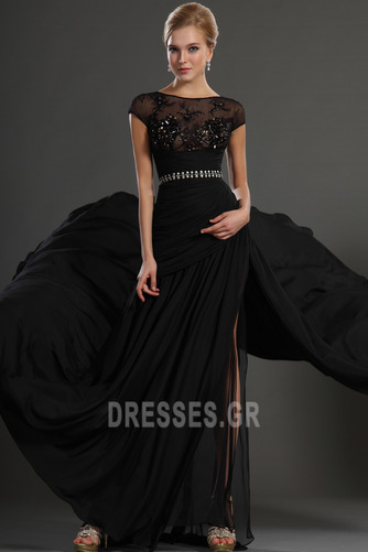 Μηρό-υψηλές σχισμή Μαύρο Ντραπέ Προσαρμοσμένες μανίκια Μπάλα φορέματα - Σελίδα 3