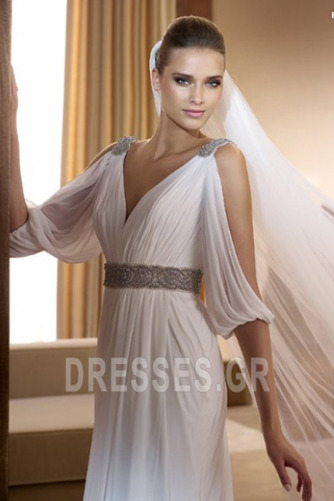 Ρομαντικό Γαμήλιο φόρεμα θεά Σιφόν Μικρό Νυφικά - Σελίδα 3
