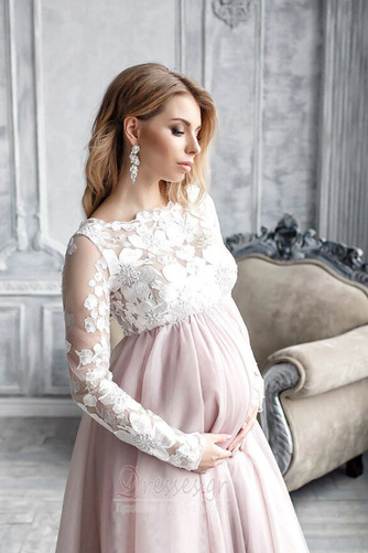 Βραδινά φορέματα Εγκυμοσύνη Διακοσμητικά Επιράμματα Μακρύ Μανίκι Τούλι - Σελίδα 4
