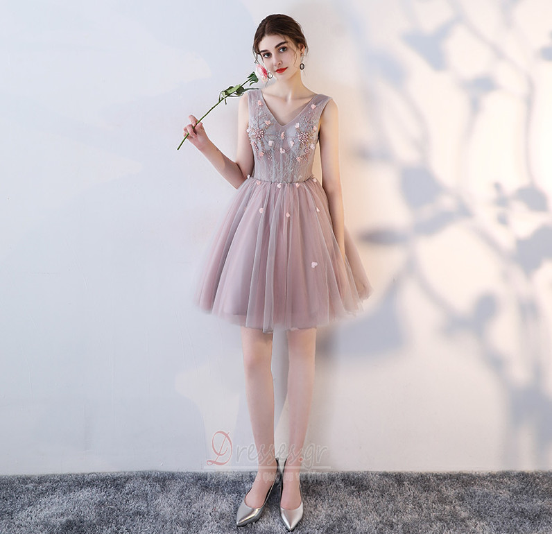 εξώπλατο Χάνει Μίνι Γραμμή Α Τονισμένα ροζέτα Παράνυμφος φορέματα