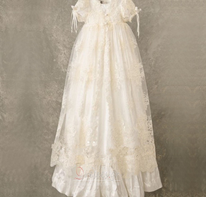 Φυσικό Πριγκίπισσα Τονισμένα τόξο Επίσημη Φόρεμα Βάπτισης