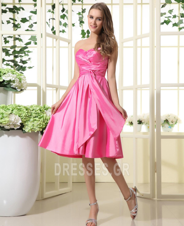 Γραμμή Α Αμάνικο 2014 Ταφτάς αγαπημένος Μίνι Παράνυμφος φορέματα