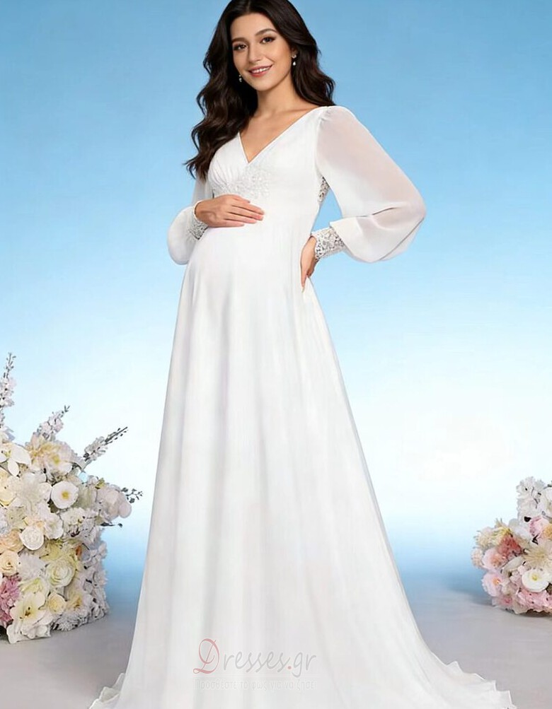 Νυφικά Άνοιξη Παραλία Ντραπέ Μέση αυτοκρατορία Σιφόν Μακρύ Νυφικά Άνοιξη Παραλία Ντραπέ Μέση αυτοκρατορία Σιφόν Μακρύ